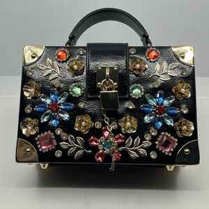 Aldo Euronike-90 Women's Black Squared  Jeweled  Small Crossbody Purse.